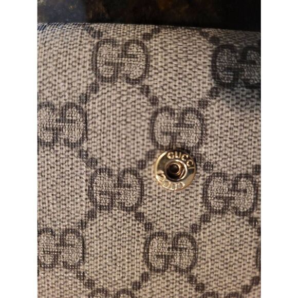 Gucci Coated Canvas Monogram Long Wallet with Pink Bow and Orange Interior EUC - Picture 11 of 12